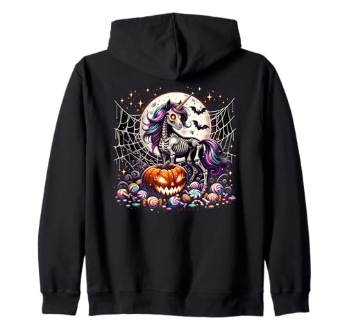 Mädchen Halloween Skelett Einhorn Pferd Tier Grafik Kapuzenjacke Mädchen Halloween Skelett Einhorn Pferd Tier Grafik Kapuzenjacke von Halloween Animal Outfits Girls Boys Kids