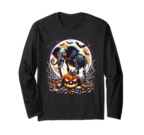 Mädchen Halloween Skelett Schädel Elefant Gruselige Tier Grafik Langarmshirt von Halloween Animal Outfits Girls Boys Kids