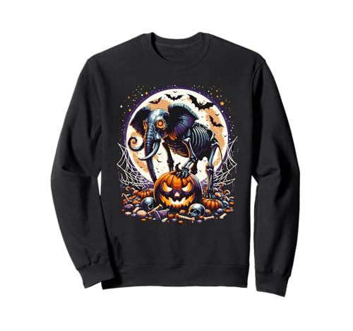 Mädchen Halloween Skelett Schädel Elefant Gruselige Tier Grafik Sweatshirt von Halloween Animal Outfits Girls Boys Kids
