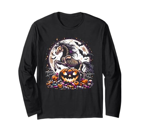 Mädchen Halloween Skelett Schädel Pferd Tier Grafik Langarmshirt von Halloween Animal Outfits Girls Boys Kids