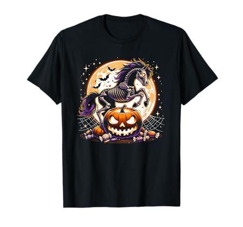 Mädchen Halloween Skelett Schädel Pferd Tier Grafik T-Shirt Mädchen Halloween Skelett Schädel Pferd Tier Grafik T-Shirt von Halloween Animal Outfits Girls Boys Kids