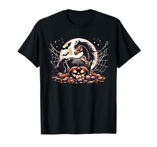 Mädchen Halloween Skelett Schädel Pferd Tier Grafik T-Shirt Mädchen Halloween Skelett Schädel Pferd Tier Grafik T-Shirt von Halloween Animal Outfits Girls Boys Kids