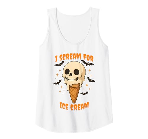 Damen Gruselige Halloween-Grafik mit Totenkopf „I Scream for Ice Cream for Ice Cream“ Tank Top von Halloween Apparel Outfits Kids Adults