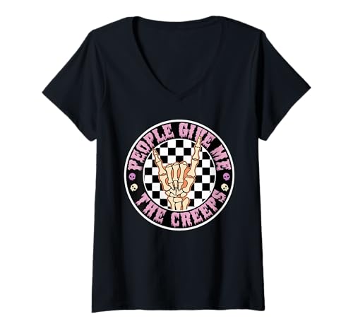 Damen Die Leute sind Mir gruselig | Halloween T-Shirt mit V-Ausschnitt Damen Die Leute sind Mir gruselig | Halloween T-Shirt mit V-Ausschnitt von Halloween Apparel