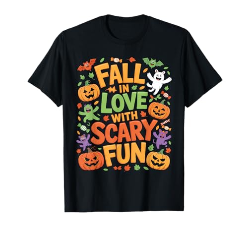 Fall In Love with Scary Fun Halloween Kids T-Shirt Fall In Love with Scary Fun Halloween Kids T-Shirt von Halloween Autumn Pumpkins Ghosts Bats Candy