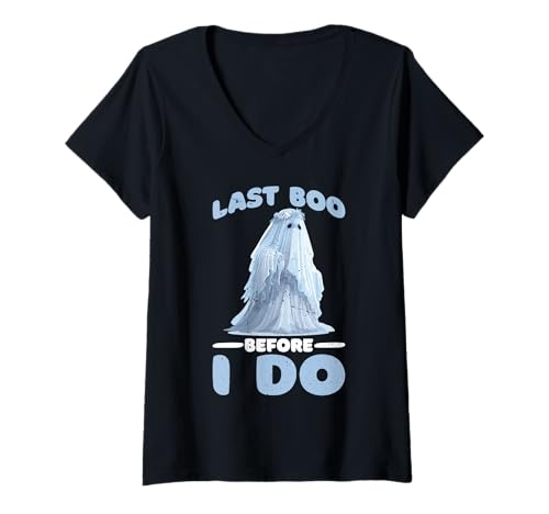 Damen Last Boo Before I Do Spooky Hochzeitshorrorvorschlag T-Shirt mit V-Ausschnitt Damen Last Boo Before I Do Spooky Hochzeitshorrorvorschlag T-Shirt mit V-Ausschnitt von Halloween Bachelorette
