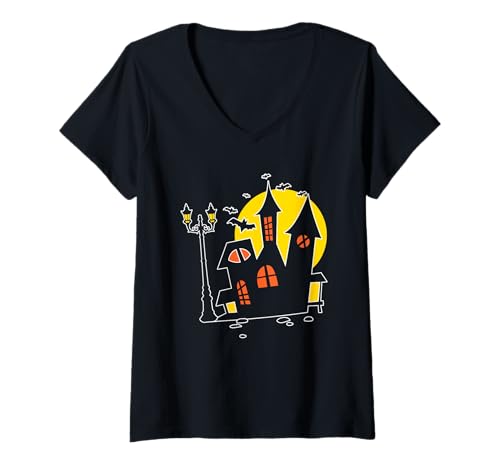 Damen Halloween Fledermaus Fledermäuse Halloween Kostüm gruselig T-Shirt mit V-Ausschnitt Damen Halloween Fledermaus Fledermäuse Halloween Kostüm gruselig T-Shirt mit V-Ausschnitt von Halloween Bat Bats