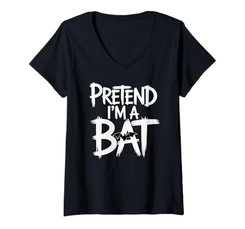 Damen Tu so, als wäre ich eine Fledermausfaule Kostüm-Idee T-Shirt mit V-Ausschnitt Damen Tu so, als wäre ich eine Fledermausfaule Kostüm-Idee T-Shirt mit V-Ausschnitt von Halloween Bat Spooky Costume