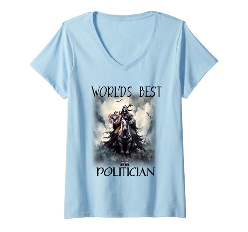 Damen Halloween-Satire Der Weltbeste Politiker Black Horse T-Shirt mit V-Ausschnitt Damen Halloween-Satire Der Weltbeste Politiker Black Horse T-Shirt mit V-Ausschnitt von Halloween Best Politician BH Sapphire Star