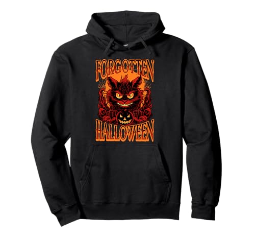 Gruselige Katze mit Kürbis vergessene Halloween Design Kinder Pullover Hoodie von Halloween Big Graphic Casual Outfits.