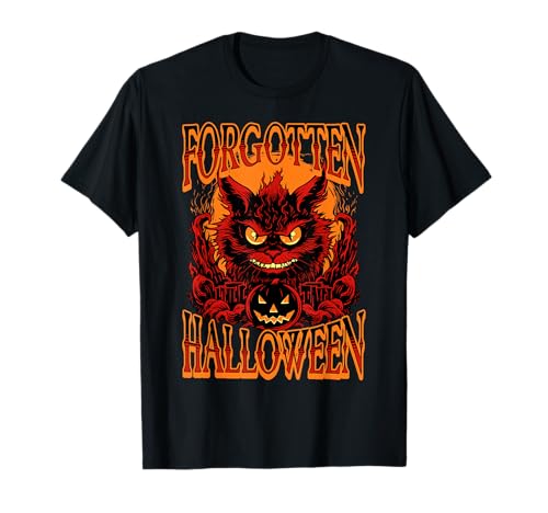 Gruselige Katze mit Kürbis vergessene Halloween Design Kinder T-Shirt von Halloween Big Graphic Casual Outfits.