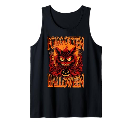 Gruselige Katze mit Kürbis vergessene Halloween Design Kinder Tank Top von Halloween Big Graphic Casual Outfits.