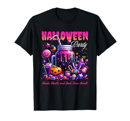 Mädchen Halloween Party Retro Design Kinder T-Shirt von Halloween Big Graphic Casual Outfits.