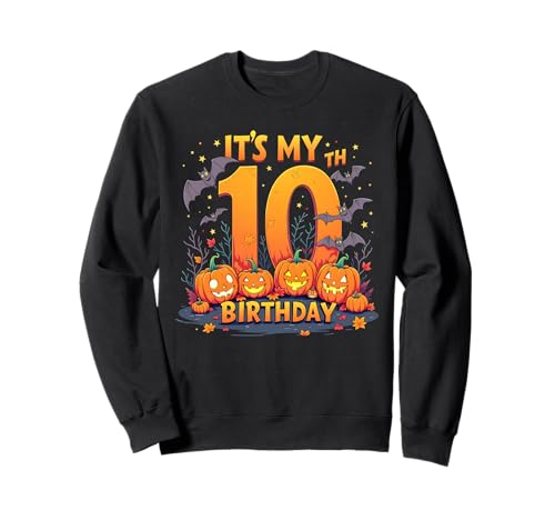 It's My 10th Birthday 10 Year Old Kids Halloween Pumpkin Sweatshirt von Halloween Birthday Pumpkin Family Outfit