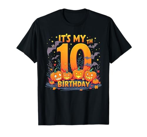 It's My 10th Birthday 10 Year Old Kids Halloween Pumpkin T-Shirt von Halloween Birthday Pumpkin Family Outfit