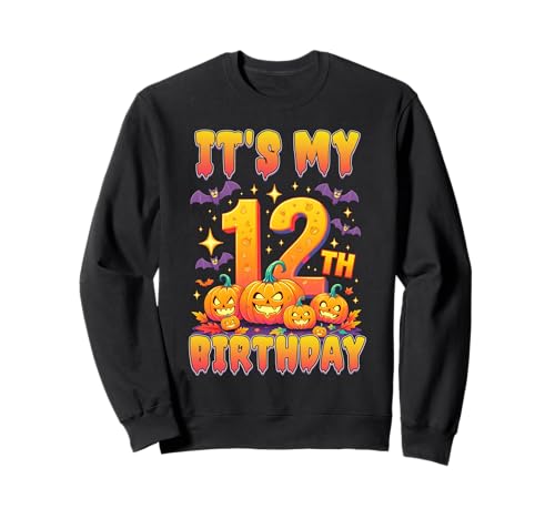 It's My 12th Birthday 12 Year Old Kids Halloween Pumpkin Sweatshirt von Halloween Birthday Pumpkin Family Outfit