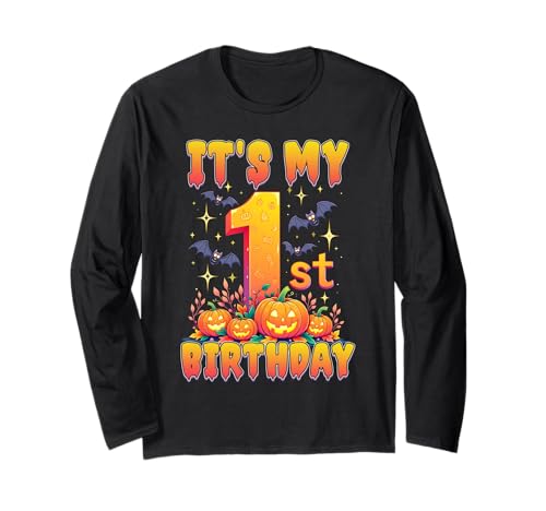 It's My 1st Birthday Party 1 Year Old Kids Halloween Pumpkin Langarmshirt von Halloween Birthday Pumpkin Family Outfit