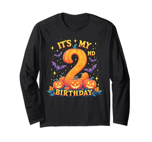 It's My 2nd Birthday Party 2 Year Old Kids Halloween Pumpkin Langarmshirt von Halloween Birthday Pumpkin Family Outfit