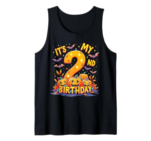 It's My 2nd Birthday Party 2 Year Old Kids Halloween Pumpkin Tank Top von Halloween Birthday Pumpkin Family Outfit