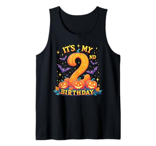 It's My 2nd Birthday Party 2 Year Old Kids Halloween Pumpkin Tank Top von Halloween Birthday Pumpkin Family Outfit
