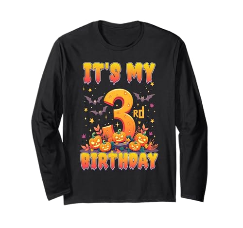 It's My 3rd Birthday Party 3 Year Old Kids Halloween Pumpkin Langarmshirt von Halloween Birthday Pumpkin Family Outfit