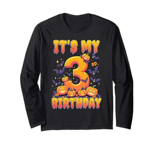 It's My 3rd Birthday Party 3 Year Old Kids Halloween Pumpkin Langarmshirt von Halloween Birthday Pumpkin Family Outfit