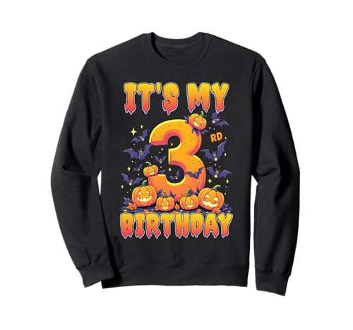 It's My 3rd Birthday Party 3 Year Old Kids Halloween Pumpkin Sweatshirt von Halloween Birthday Pumpkin Family Outfit