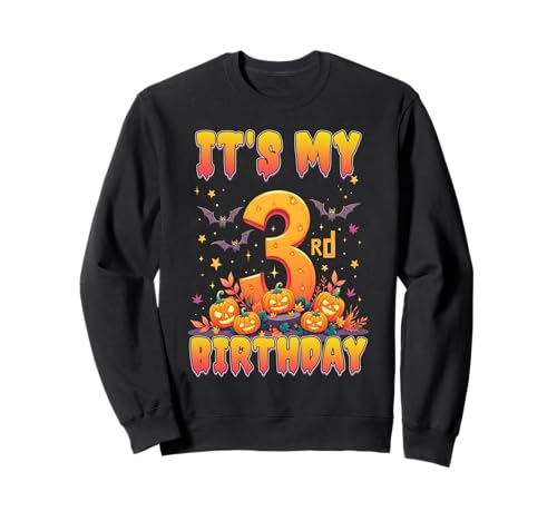 It's My 3rd Birthday Party 3 Year Old Kids Halloween Pumpkin Sweatshirt von Halloween Birthday Pumpkin Family Outfit