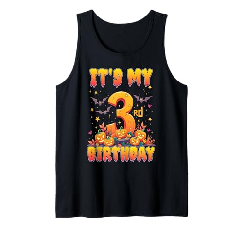 It's My 3rd Birthday Party 3 Year Old Kids Halloween Pumpkin Tank Top von Halloween Birthday Pumpkin Family Outfit