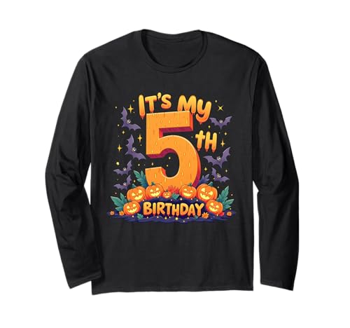 It's My 5th Birthday Party 5 Year Old Kids Halloween Pumpkin Langarmshirt von Halloween Birthday Pumpkin Family Outfit