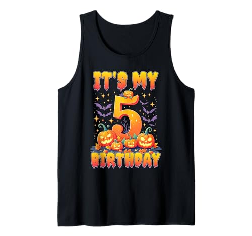 It's My 5th Birthday Party 5 Year Old Kids Halloween Pumpkin Tank Top von Halloween Birthday Pumpkin Family Outfit