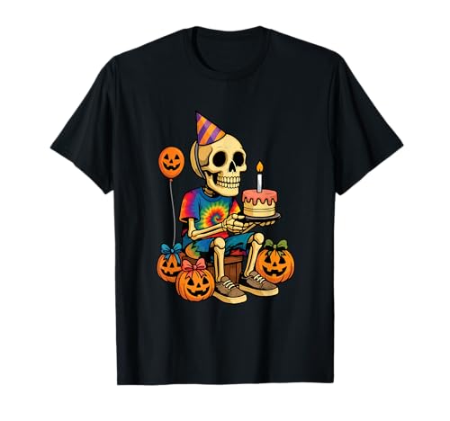 Skelett Geburtstag Happy Halloween Lustig Geburtstag Jungen Kinder T-Shirt von Halloween Birthday Shirt For Kids Boys Girls