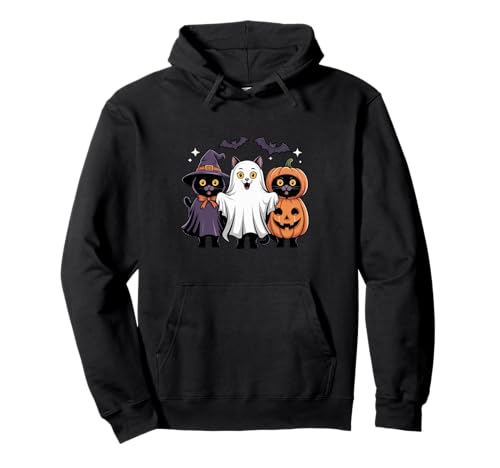 Schwarze Katzen Geist Hexe Halloween Kostüm Herren Damen Kinder Pullover Hoodie von Halloween Black Cat In Ghost