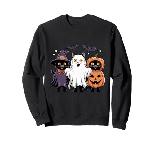 Schwarze Katzen Geist Hexe Halloween Kostüm Herren Damen Kinder Sweatshirt von Halloween Black Cat In Ghost