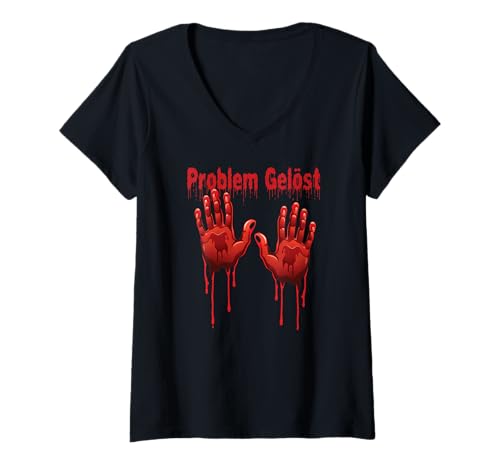 Damen Halloween Blutige Hände Blutspritzer Zombie Kostüm Herren T-Shirt mit V-Ausschnitt Damen Halloween Blutige Hände Blutspritzer Zombie Kostüm Herren T-Shirt mit V-Ausschnitt von Halloween Blut Kostüm Damen Vampire Verkleidung