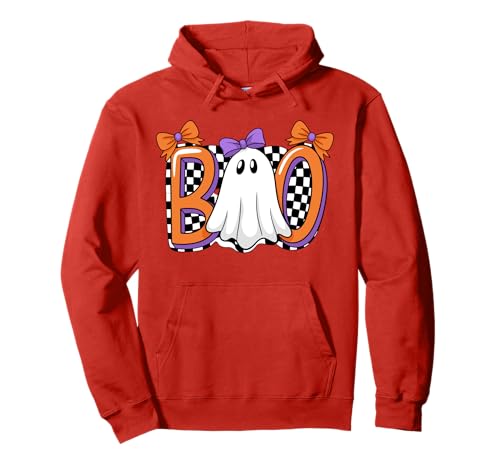 Süßes Ghost Boo Halloween-Mädchen - Gruseliges Retro-Karomuster für Damen Pullover Hoodie von Halloween BooCrew Apparel.USA