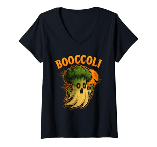 Damen Booccoli Lustige Halloween Brokkoli Geist T-Shirt Geschenk T-Shirt mit V-Ausschnitt Damen Booccoli Lustige Halloween Brokkoli Geist T-Shirt Geschenk T-Shirt mit V-Ausschnitt von Halloween Booccoli Brokkoli Geist Lustig Gemüse