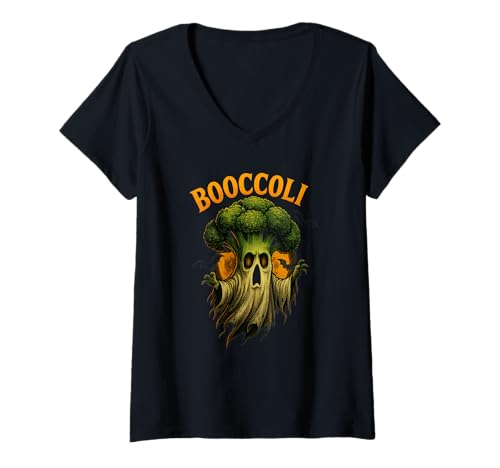 Damen Booccoli Lustige Halloween Brokkoli Geist T-Shirt Geschenk T-Shirt mit V-Ausschnitt Damen Booccoli Lustige Halloween Brokkoli Geist T-Shirt Geschenk T-Shirt mit V-Ausschnitt von Halloween Booccoli Brokkoli Geist Lustig Gemüse