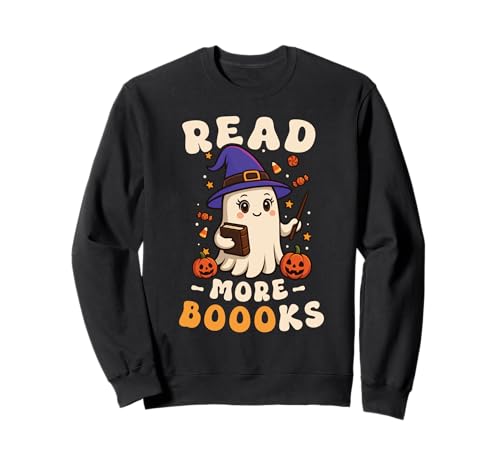 Lesen Sie mehr Bücher Ghost Reading Halloween Lehrer Frauen Sweatshirt Lesen Sie mehr Bücher Ghost Reading Halloween Lehrer Frauen Sweatshirt von Halloween Books Tee Shirts For Teachers Women Kids