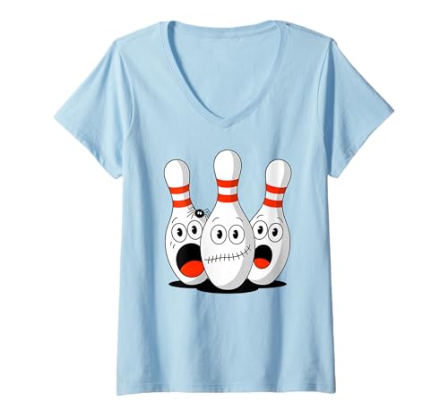 Damen Lustiger Bowling Halloween Cartoon T-Shirt mit V-Ausschnitt Damen Lustiger Bowling Halloween Cartoon T-Shirt mit V-Ausschnitt von Halloween Bowling Humor