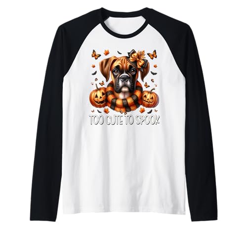 Too Cute to Spook Graphic for Women Boxer Dog Halloween Raglan Too Cute to Spook Graphic for Women Boxer Dog Halloween Raglan von Halloween Boxer Dog Gifts For Women Men And Kids