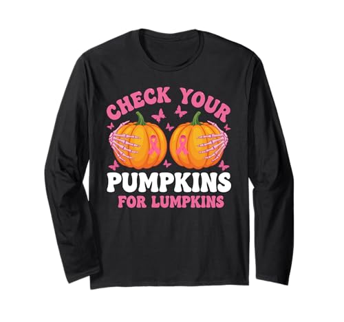 Check Your Pumpkins Women Breast Cancer Awareness Halloween Langarmshirt Check Your Pumpkins Women Breast Cancer Awareness Halloween Langarmshirt von Halloween Breast Cancer Awareness Shirt