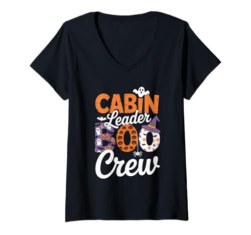Damen Kabinenführer, Boo Crew, Camper, Wanderer, Halloween-Camping T-Shirt mit V-Ausschnitt Damen Kabinenführer, Boo Crew, Camper, Wanderer, Halloween-Camping T-Shirt mit V-Ausschnitt von Halloween Camping Spooky Outdoor Fun