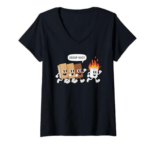 Damen Spooky Smores Hiker Camper Halloween Camping T-Shirt mit V-Ausschnitt Damen Spooky Smores Hiker Camper Halloween Camping T-Shirt mit V-Ausschnitt von Halloween Camping Spooky Outdoor Fun