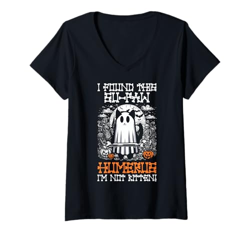 Damen I Found This Su-Paw Humerus I'm Not Kitten – Katze Halloween T-Shirt mit V-Ausschnitt von Halloween Cat Clothing & Costumes