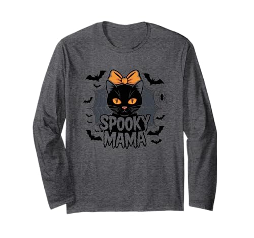 Gruselige Mama Halloween Katze Süße Schleife Langarmshirt Gruselige Mama Halloween Katze Süße Schleife Langarmshirt von Halloween Cat Enthusiasts Spooky Vibes