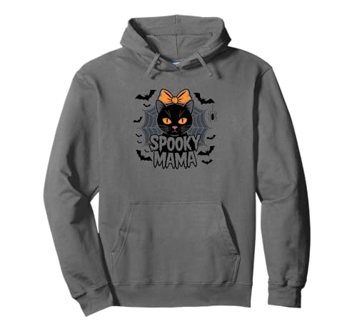 Gruselige Mama Halloween Katze Süße Schleife Pullover Hoodie Gruselige Mama Halloween Katze Süße Schleife Pullover Hoodie von Halloween Cat Enthusiasts Spooky Vibes