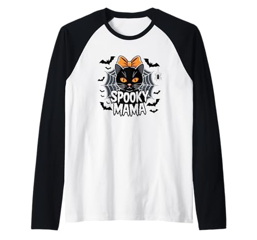 Gruselige Mama Halloween Katze Süße Schleife Raglan Gruselige Mama Halloween Katze Süße Schleife Raglan von Halloween Cat Enthusiasts Spooky Vibes
