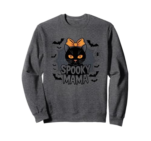 Gruselige Mama Halloween Katze Süße Schleife Sweatshirt Gruselige Mama Halloween Katze Süße Schleife Sweatshirt von Halloween Cat Enthusiasts Spooky Vibes