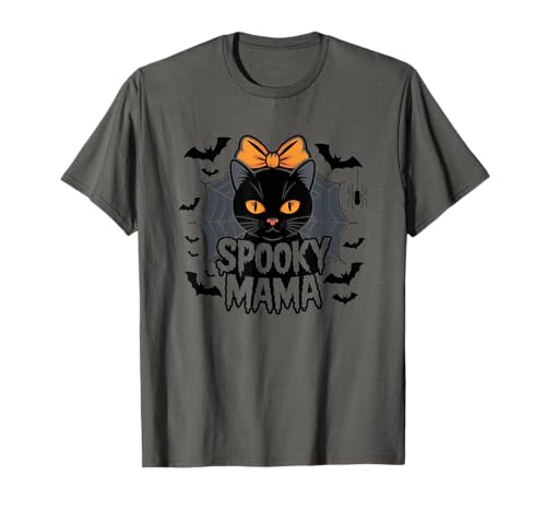 Gruselige Mama Halloween Katze Süße Schleife T-Shirt Gruselige Mama Halloween Katze Süße Schleife T-Shirt von Halloween Cat Enthusiasts Spooky Vibes